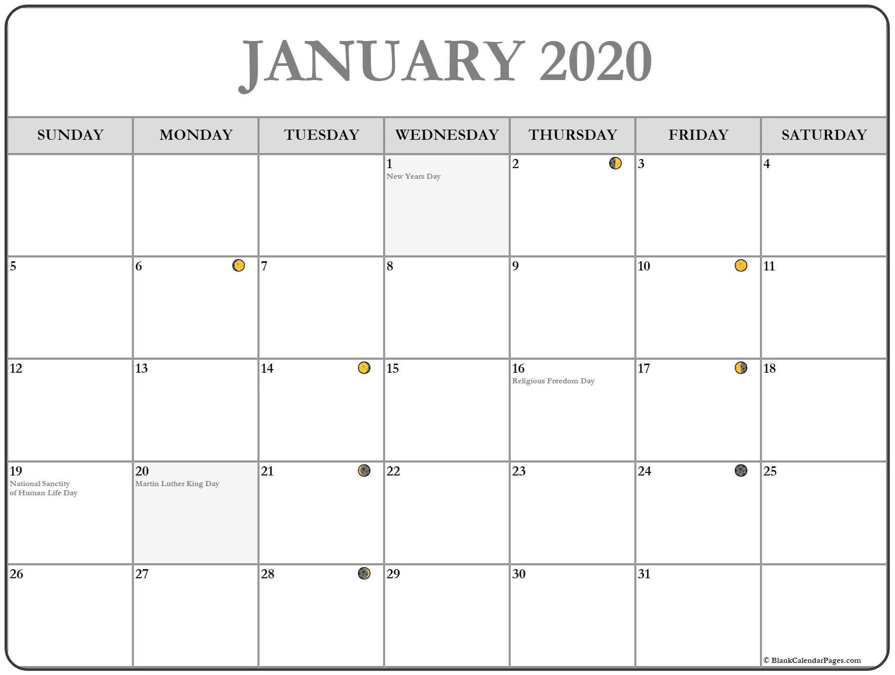 Printable January 2020 Moon Calendar january january2020