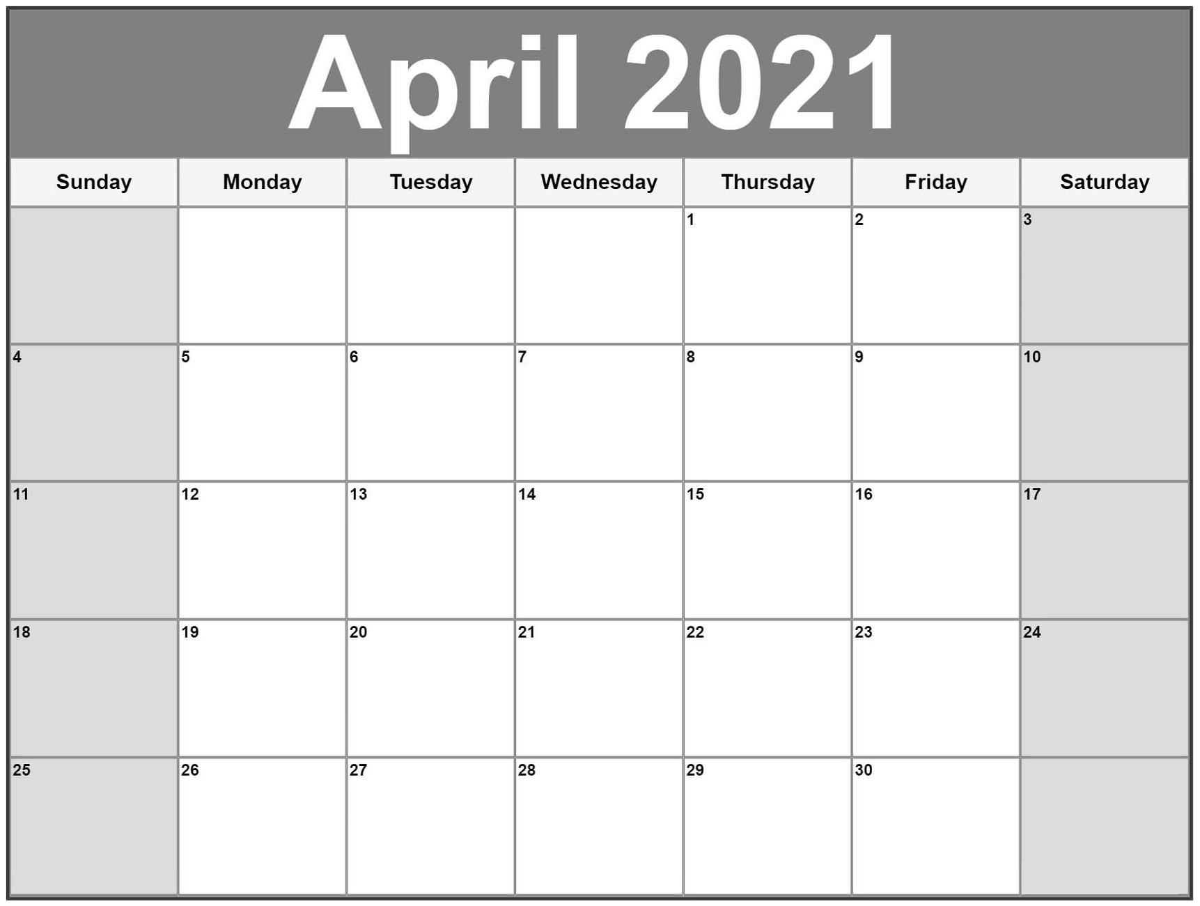 Printable Monthly Calendar 2021 Free
