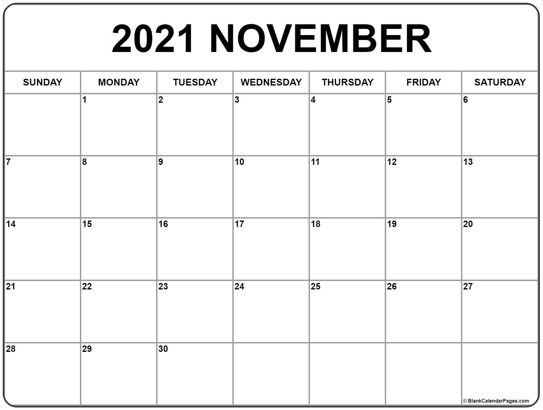 November 2021 calendar
