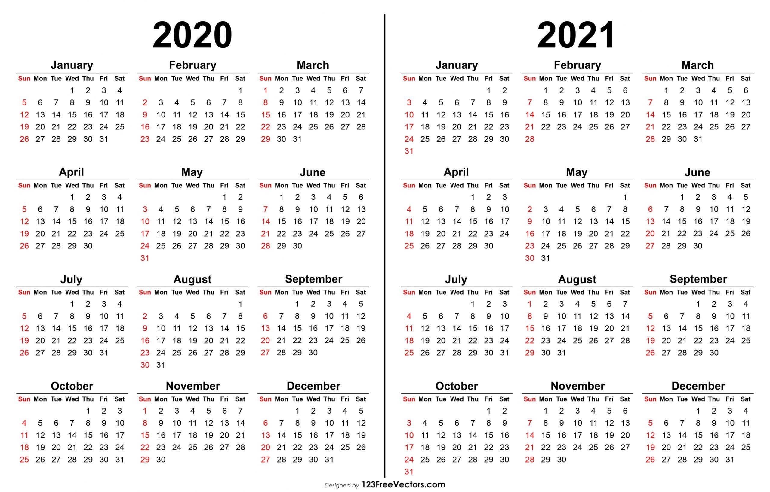 Year at A Glance Calendar 2021 Printable Free for ...
