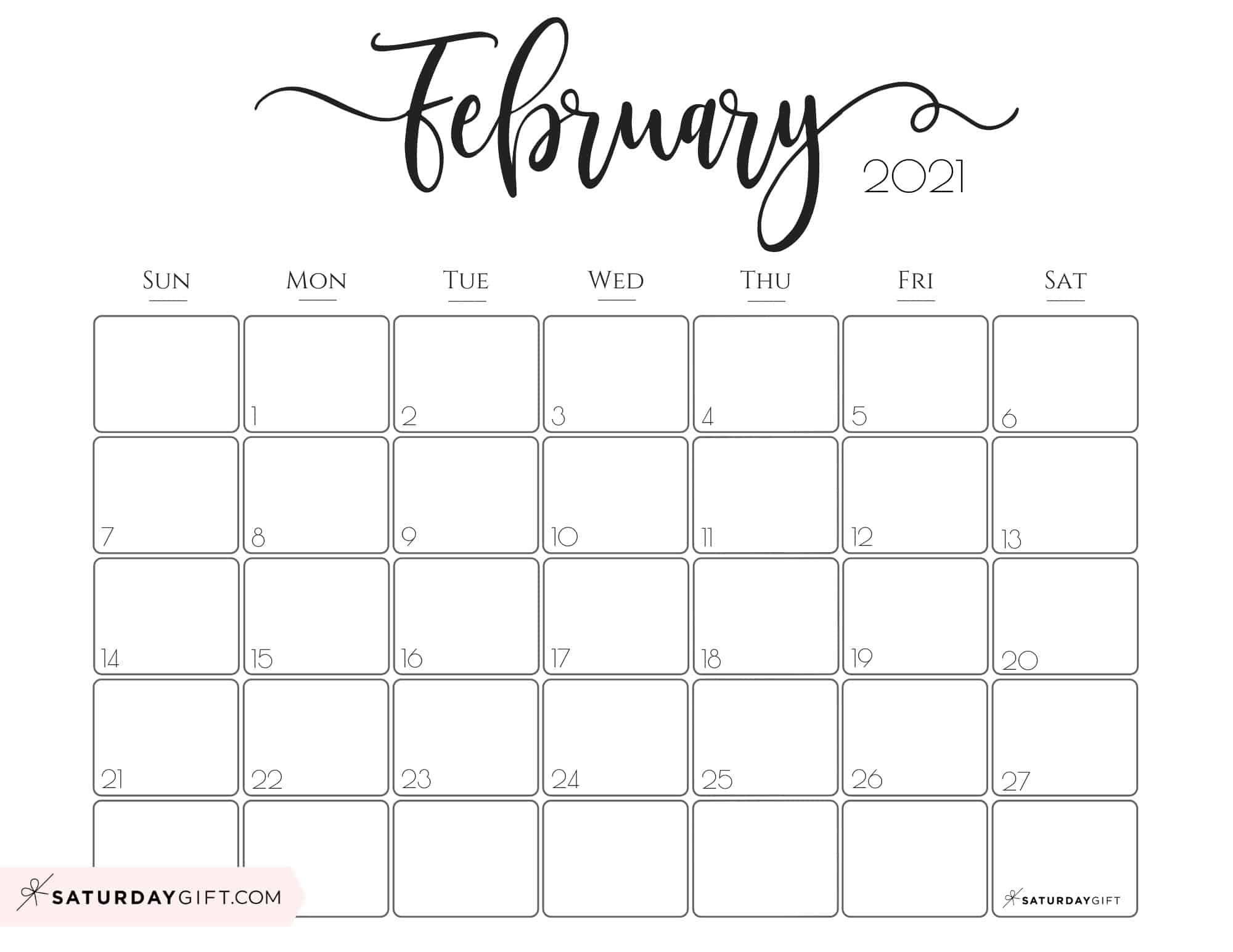 Cute & Free Printable February 2021 Calendar
