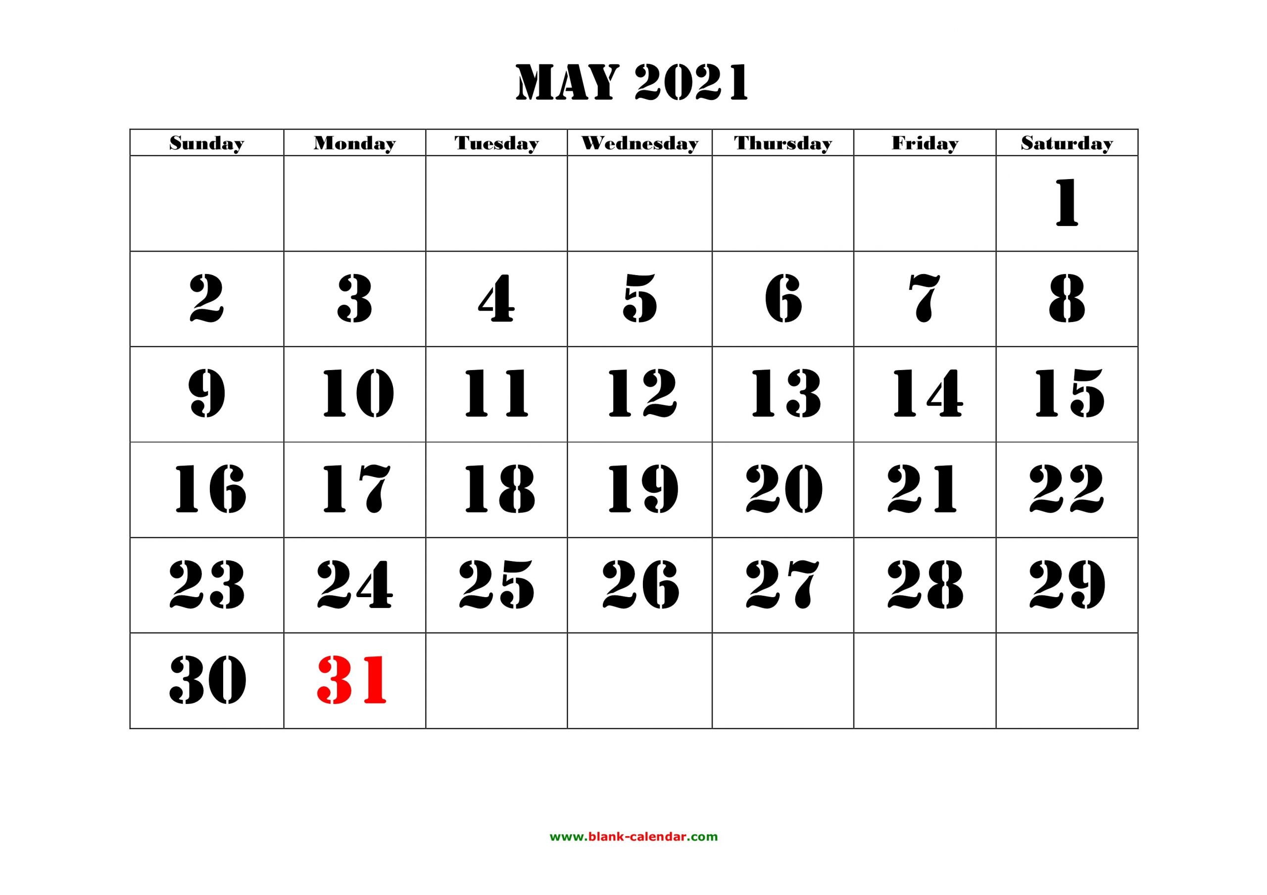 May 2021 Printable Calendar