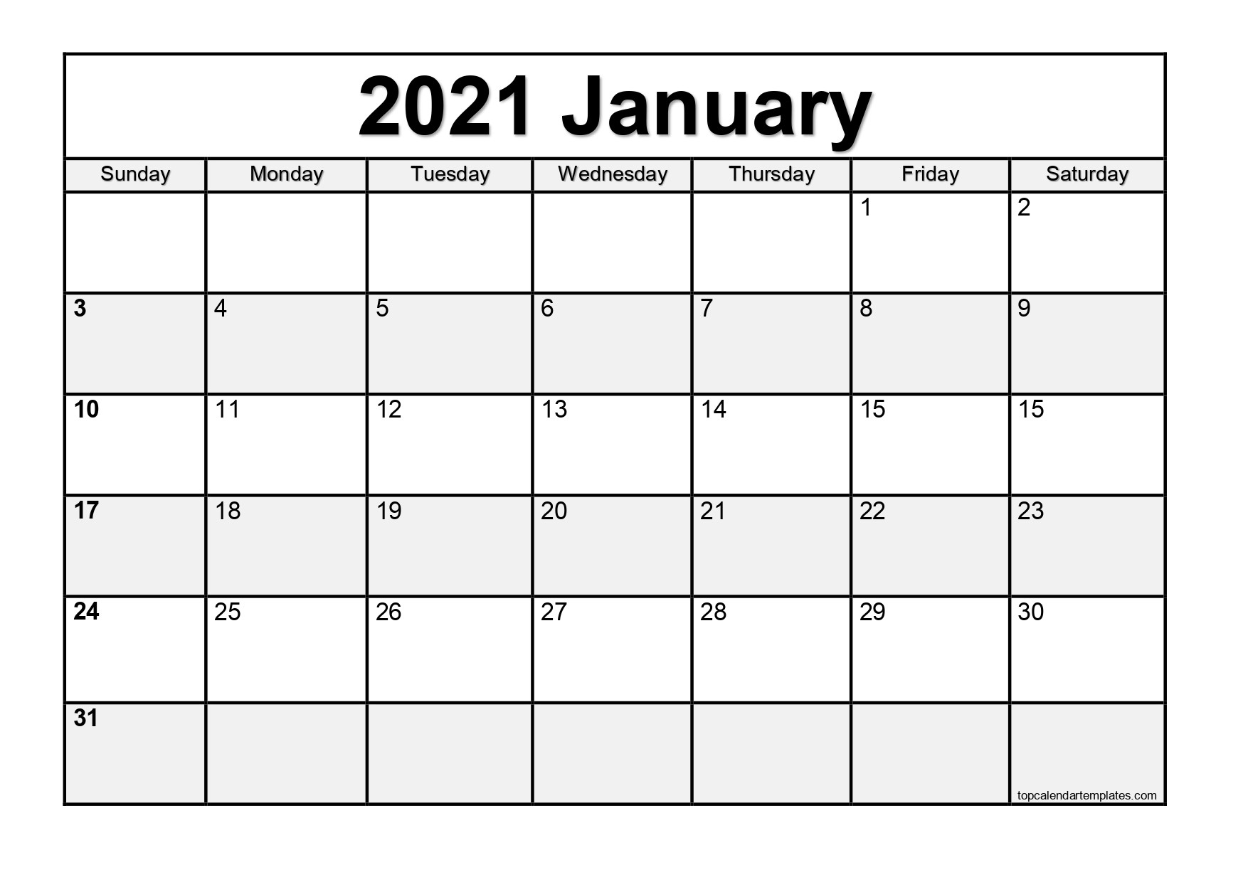Free January 2021 Calendar Printable PDF Word