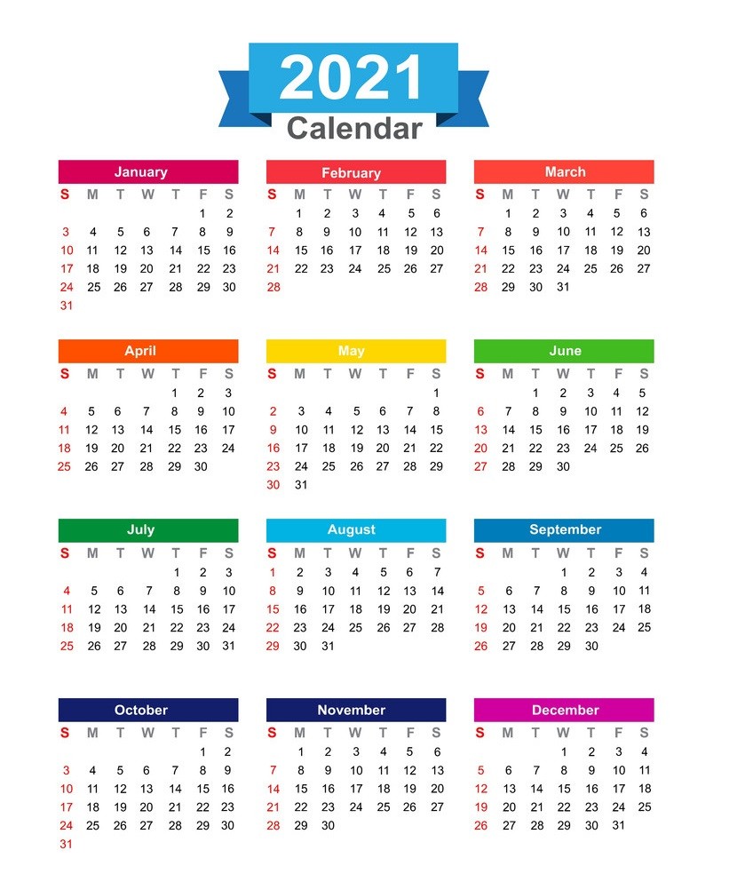 2021 Yearly Calendar Printable.