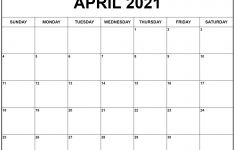 2021 April Calendar Printable April 2021 Calendar