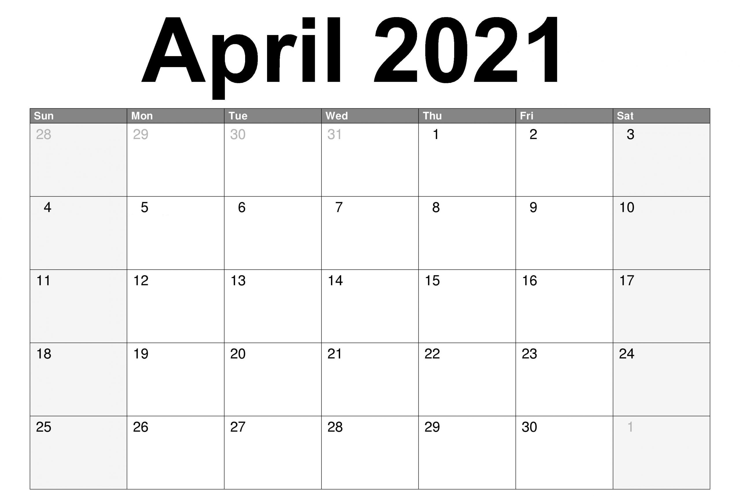 April 2021 Calendar PDF in 2020