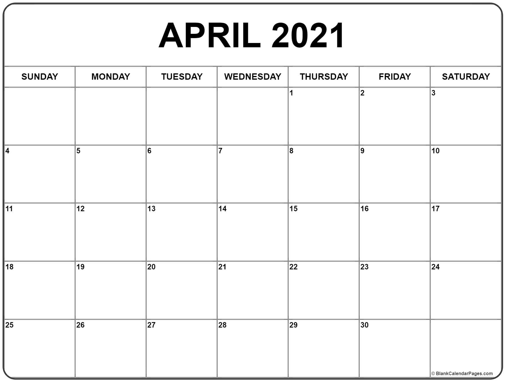 April 2021 calendar