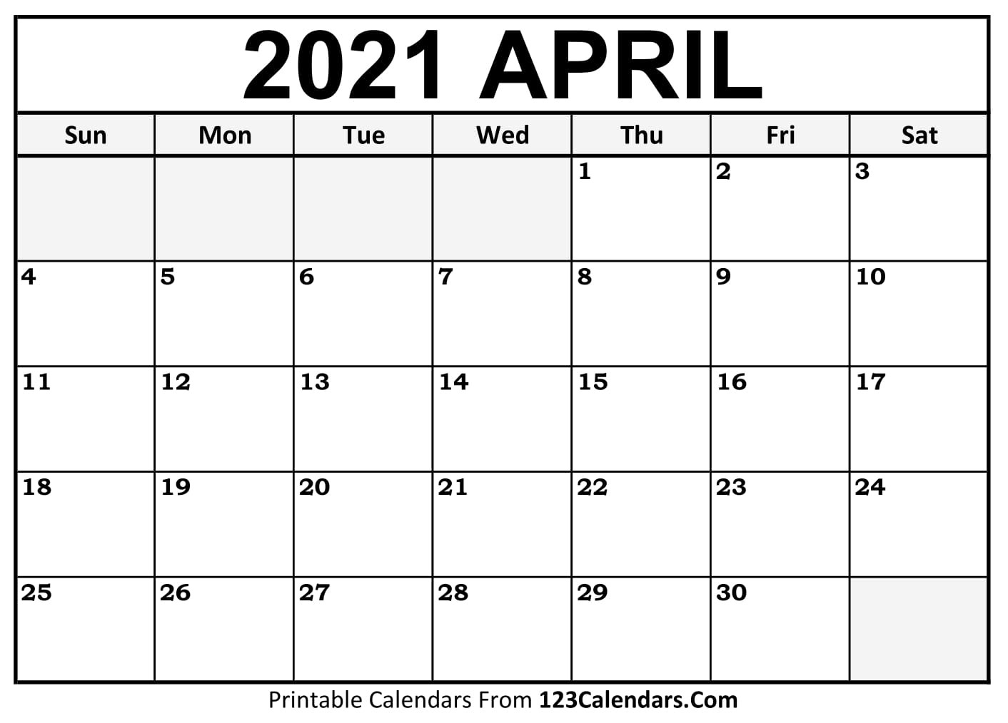 Printable April 2021 Calendar Templates