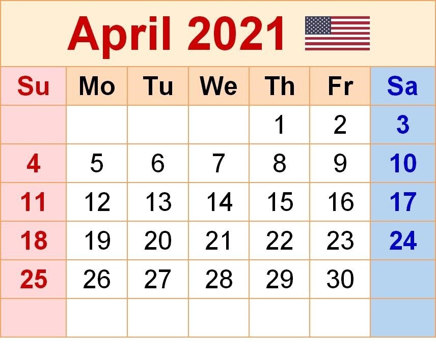 April Month Calendar 2021 Free Printable Calendar Templates