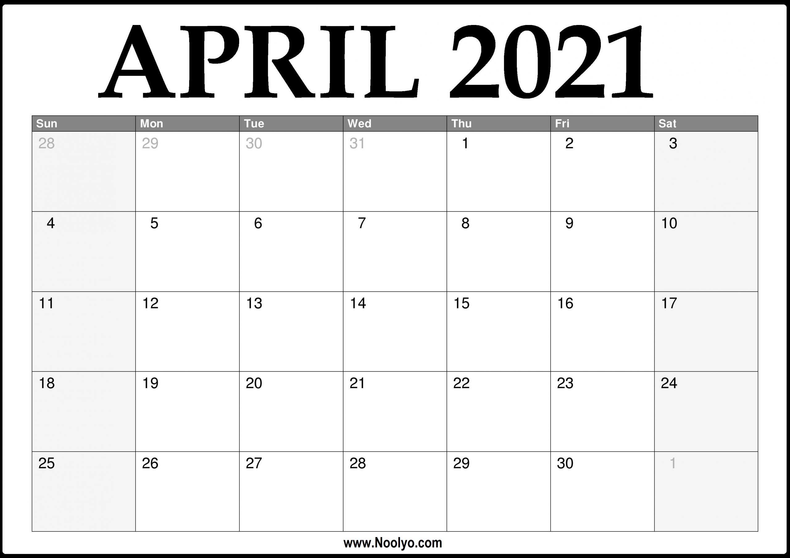 25 Best Free Printable April 2021 Calendars edesblog