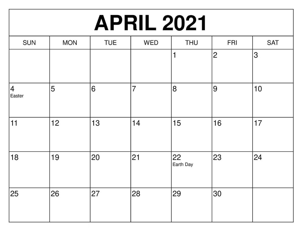 April 2021 Calendar UK USA Holidays Template