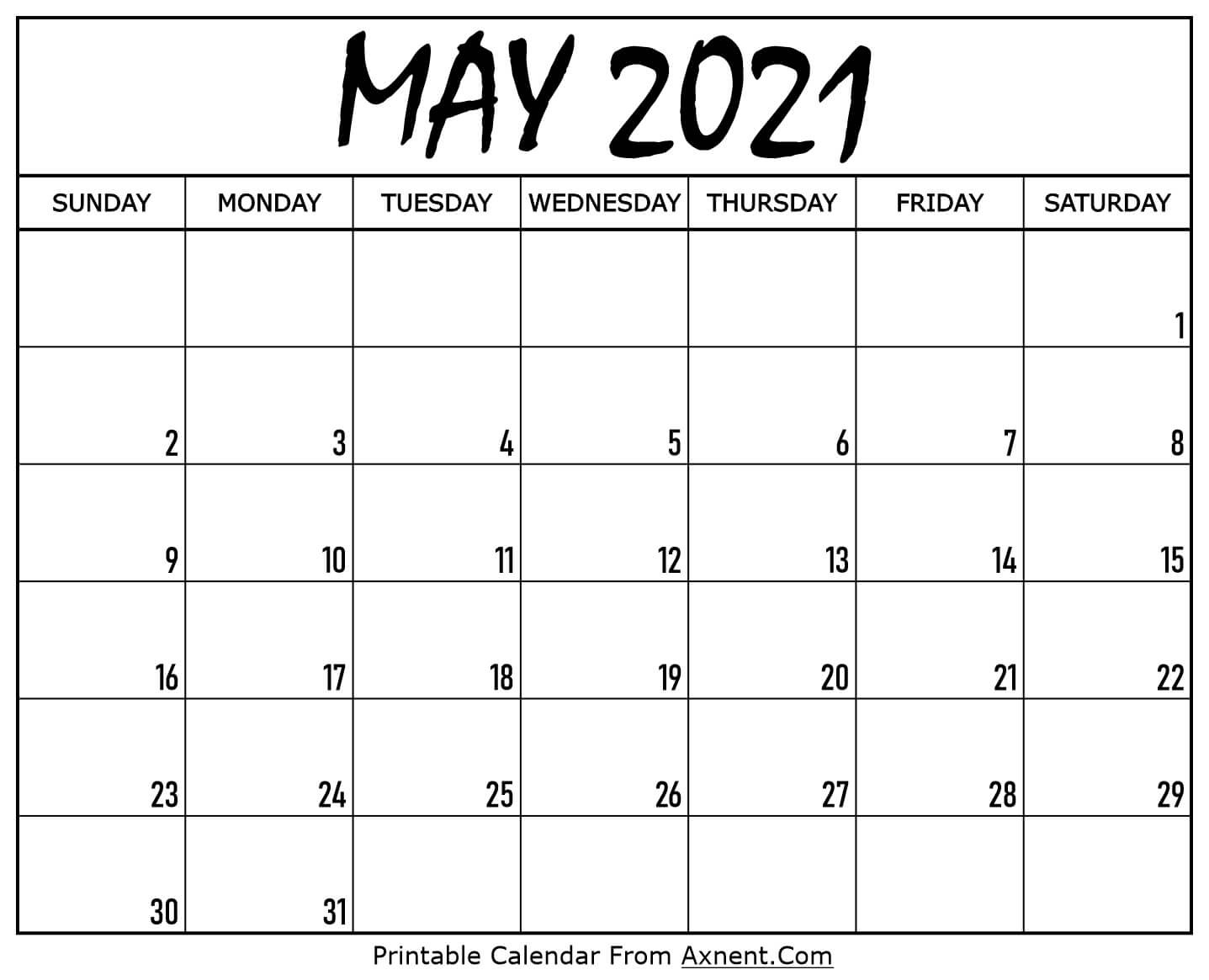 Printable May 2021 Calendar Template Time Management