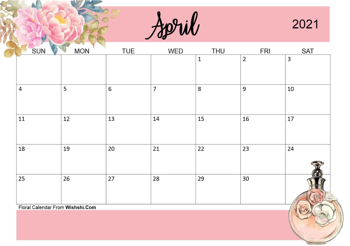 Floral April 2021 Calendar Printable Free Printable