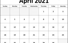 Printable Calendar April 2021 April 2021 Calendar