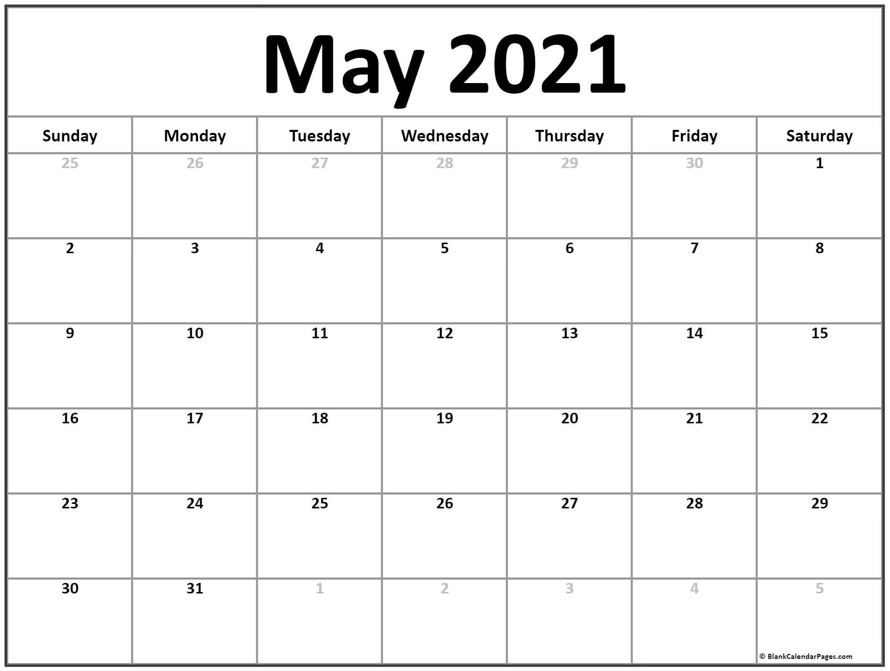 May 2021 calendar