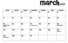 Free Printable March 2021 Calendar with Holidays 68 Free March 2021 Calendar Printable with Holidays