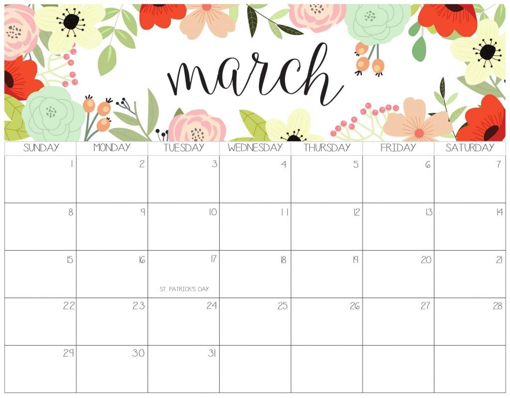 Print Calendar For March 2020 Monthly Fillable Sheets
