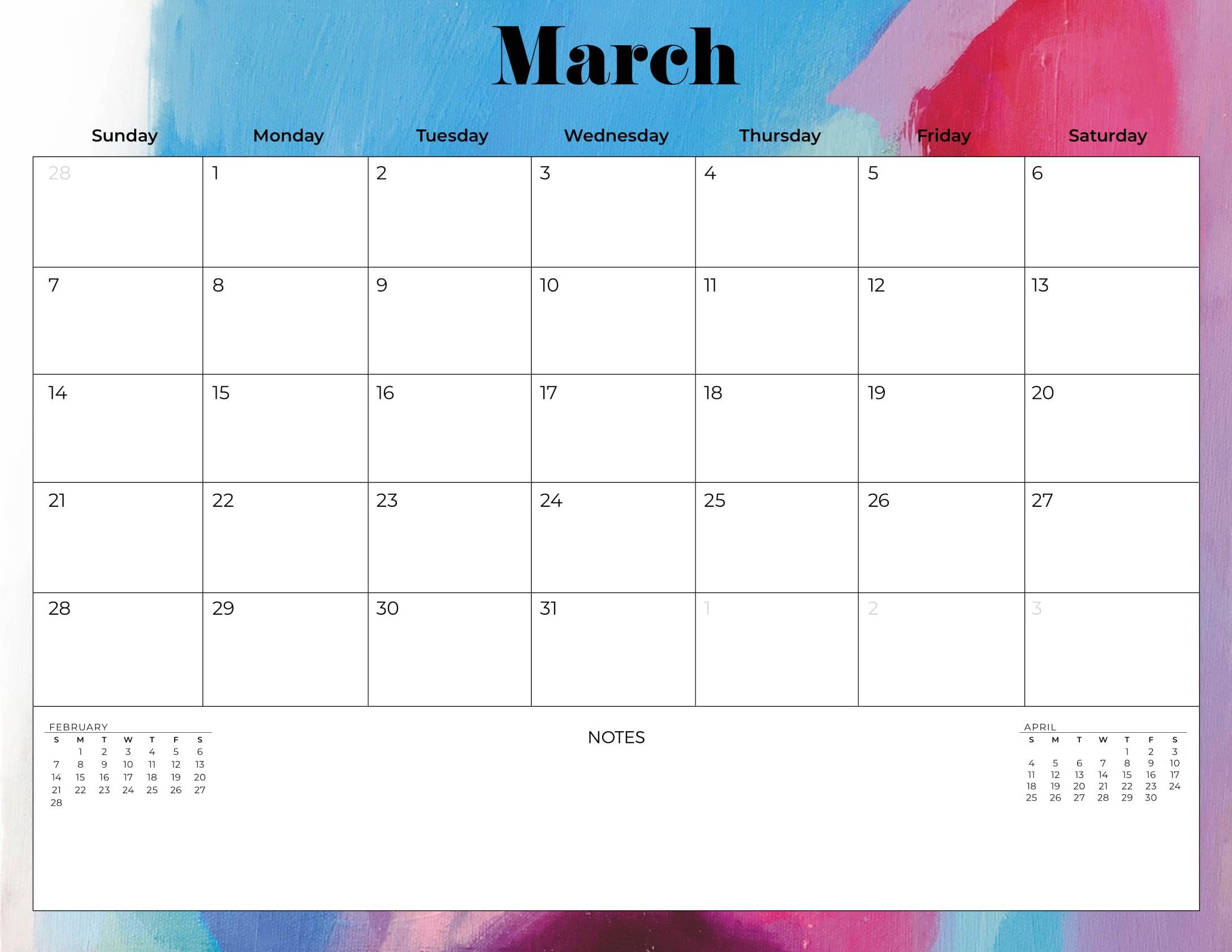 Print March 2021 Calendar UK Bank & Public Holidays Web