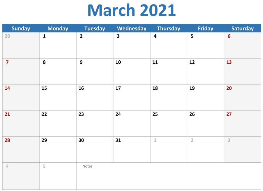 March 2021 Calendar Holidays Printable Printable fice