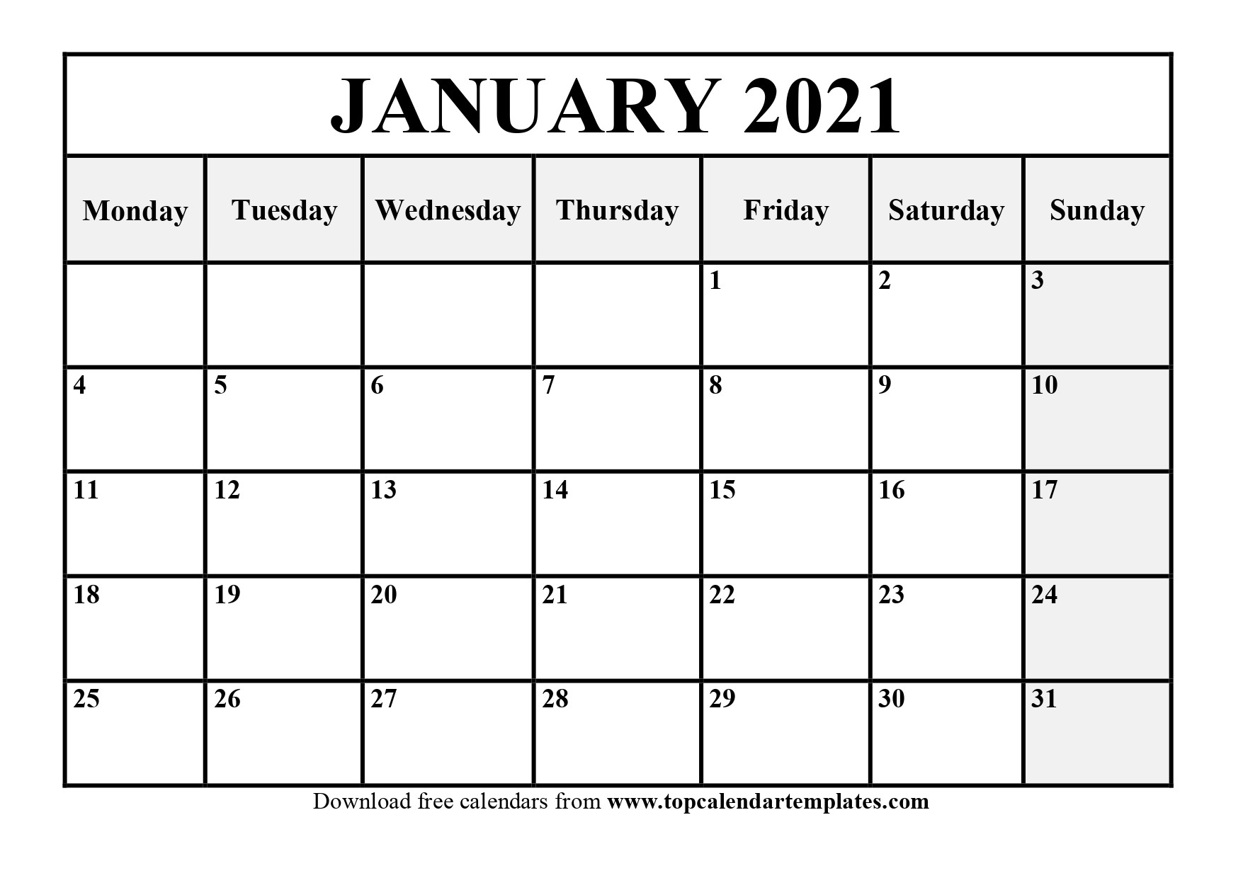 Printable Blank Monthly Calendar 2021 With Lines