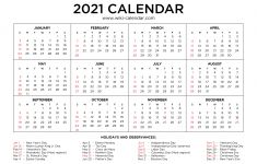 Printable 2021 Calendar by Month Free Printable Year 2021 Calendar with Holidays