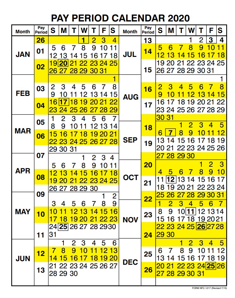 Usps Pay Period Calendar 2021 Federal Pay Period Calendar 2020 