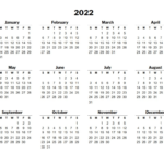 2022 Printable Yearly Calendar